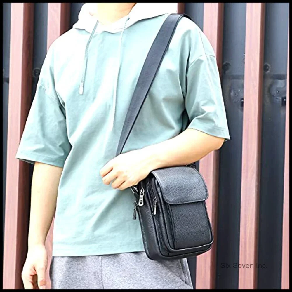 Genuine Leather Messenger Bag Crossbody Sling Shoulder Bag Travel Daypack